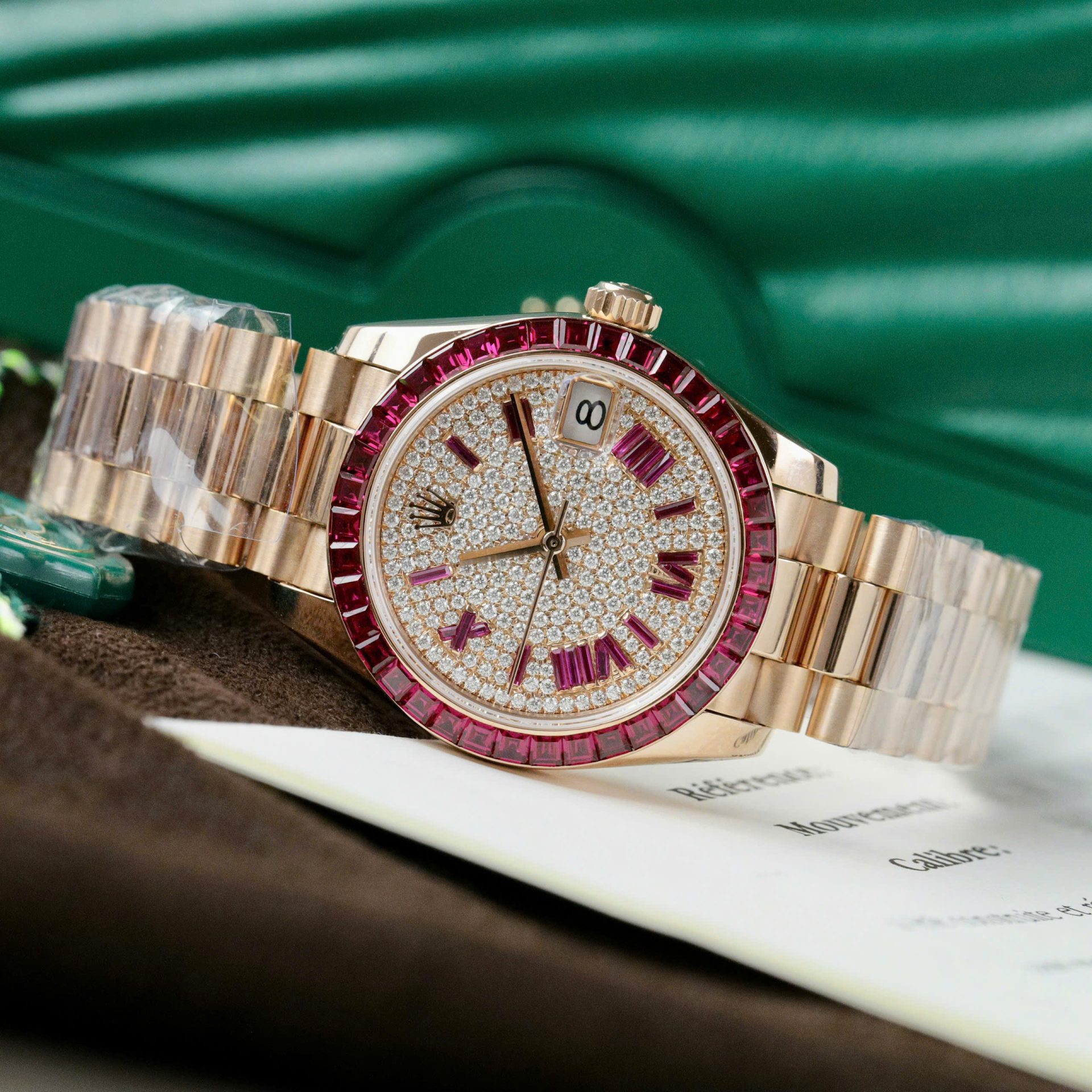 Rolex Datejust RG Plated Diamond Dial Baguette Diamond 31mm Super Clone