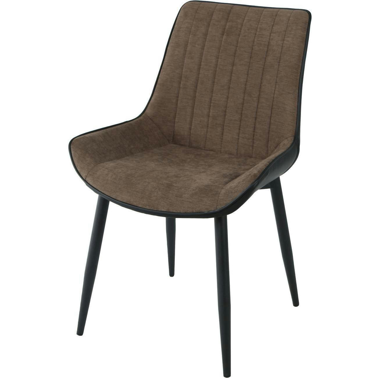 ST MORE - Lot de 4 - Chaise assise tissu et cuir pu marron pieds metal noir