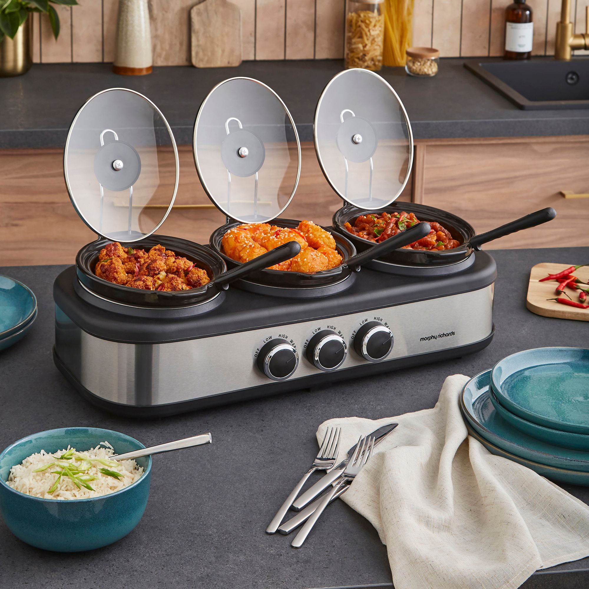 Morphy Richards 3.9L TrioServe Three Pot Slow Cooker