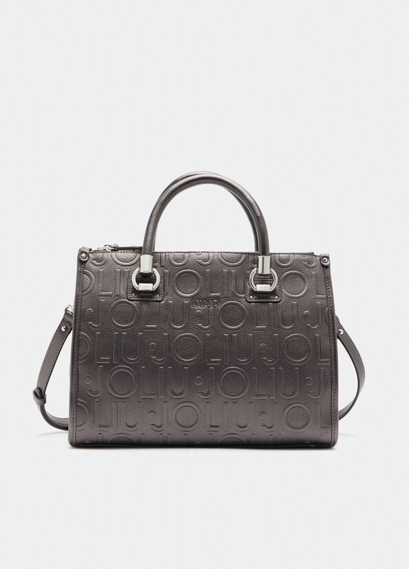 Borsa satchel media con logo