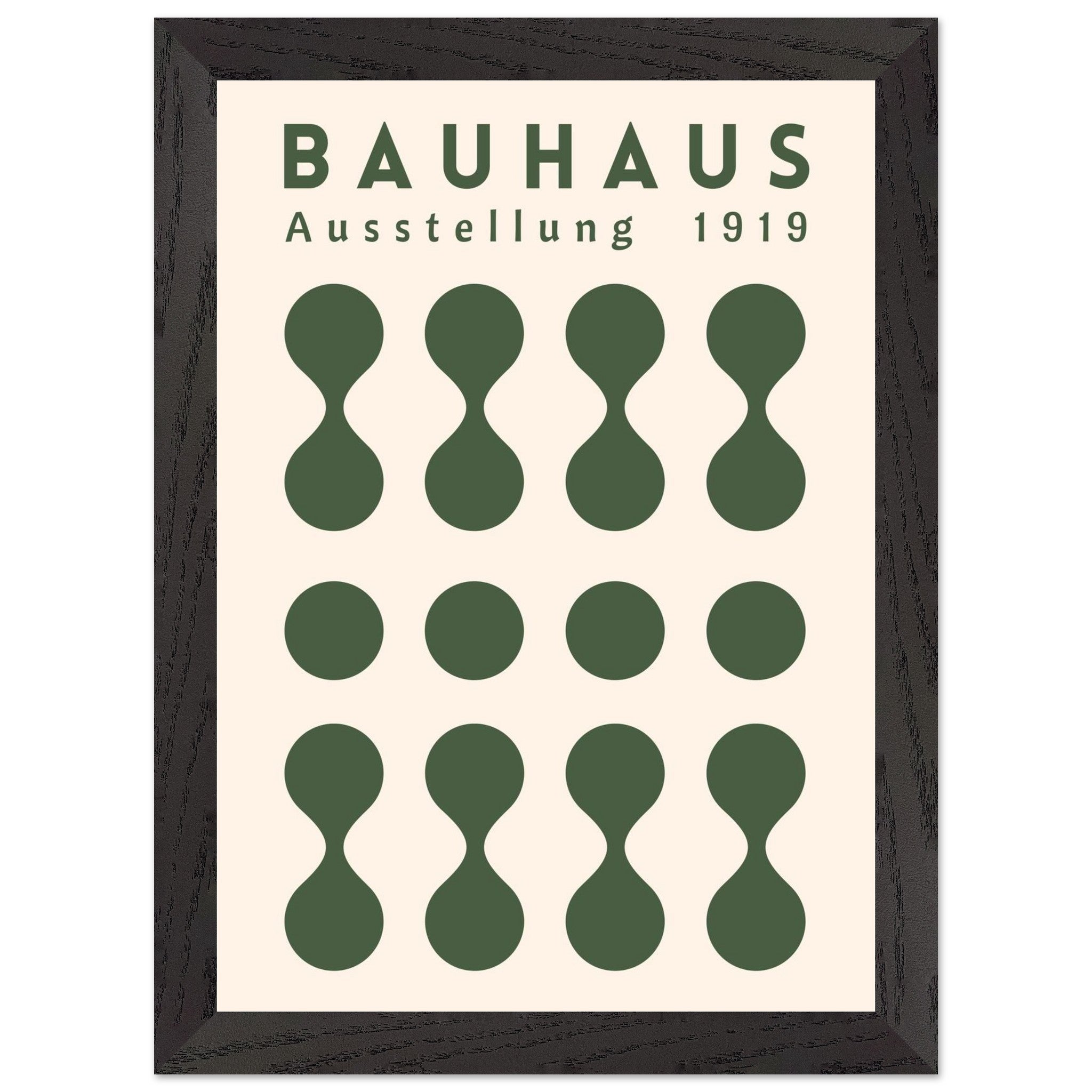 Artfulprints Poster met Lijst Bauhaus - Ausstellung green  - A4 21x29.7 cm - Donkergroen