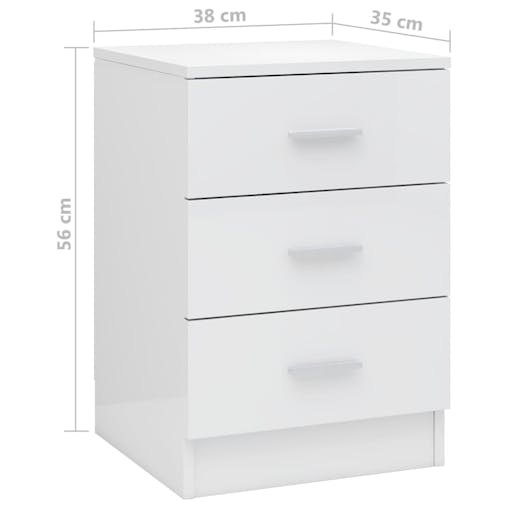 NNEVL Bedside Cabinets 2 pcs High Gloss White 38x35x56 cm Chipboard