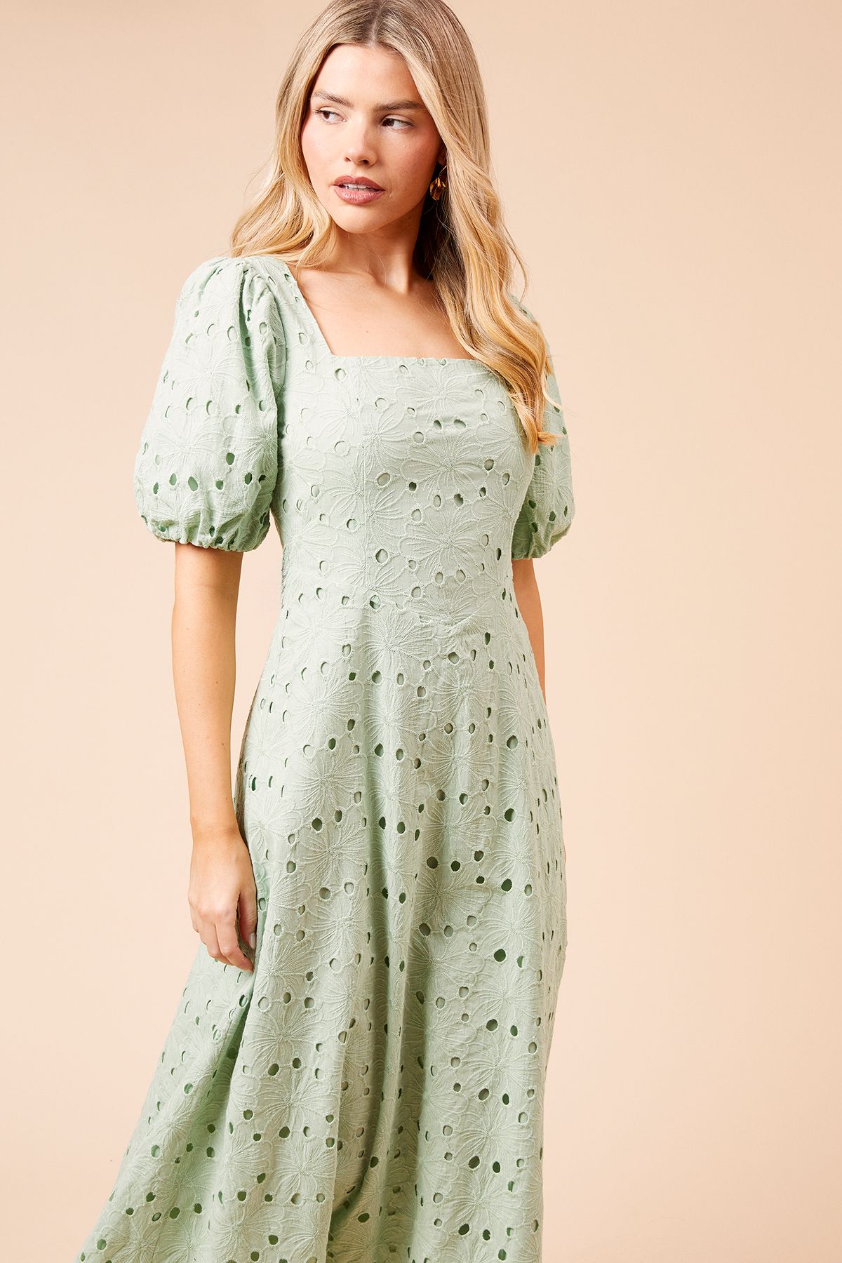 Dorothy Perkins DP Luxe Lace Puff Sleeve Midi Dress