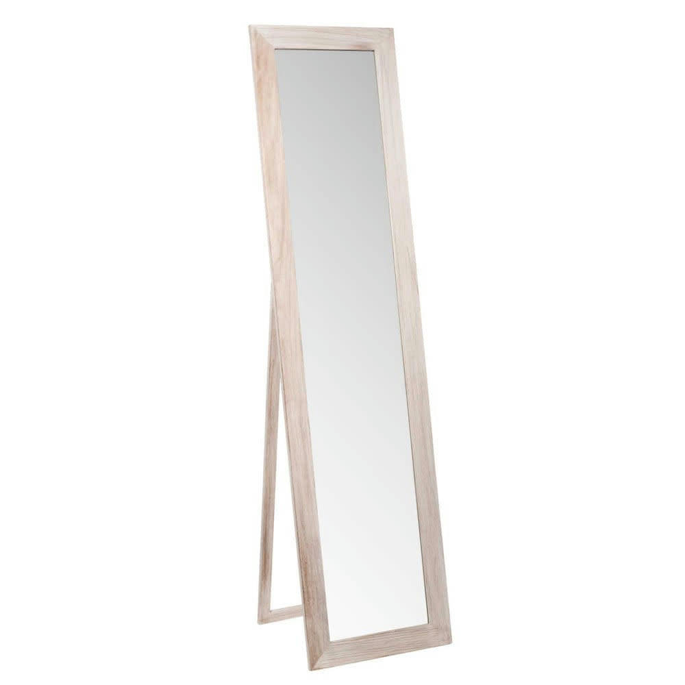 Laure - Grand miroir rectangulaire sur pied en bois de paulownia 160x40