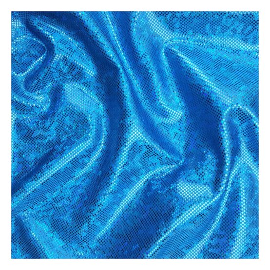 Turquoise Holo Foil Nylon Spandex Fabric by the Metre