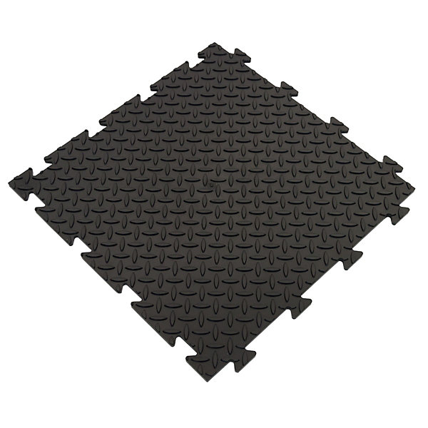 Pack de 10 Dalles PVC Clipsables Noires 50x50 cm Antidérapantes - Revêtement de Sol Garage, Atelier INTEC