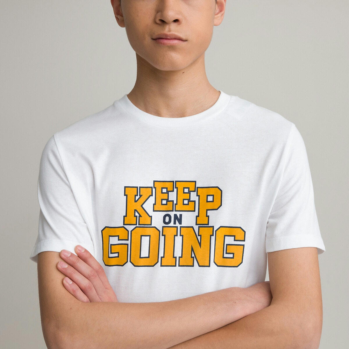 T-shirt col rond, message imprimé devant