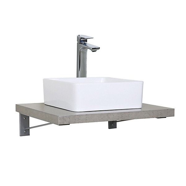Meuble de Salle de Bain WILL - 2 Plans suspendus 60 cm   Vasque   Miroir   Equerres