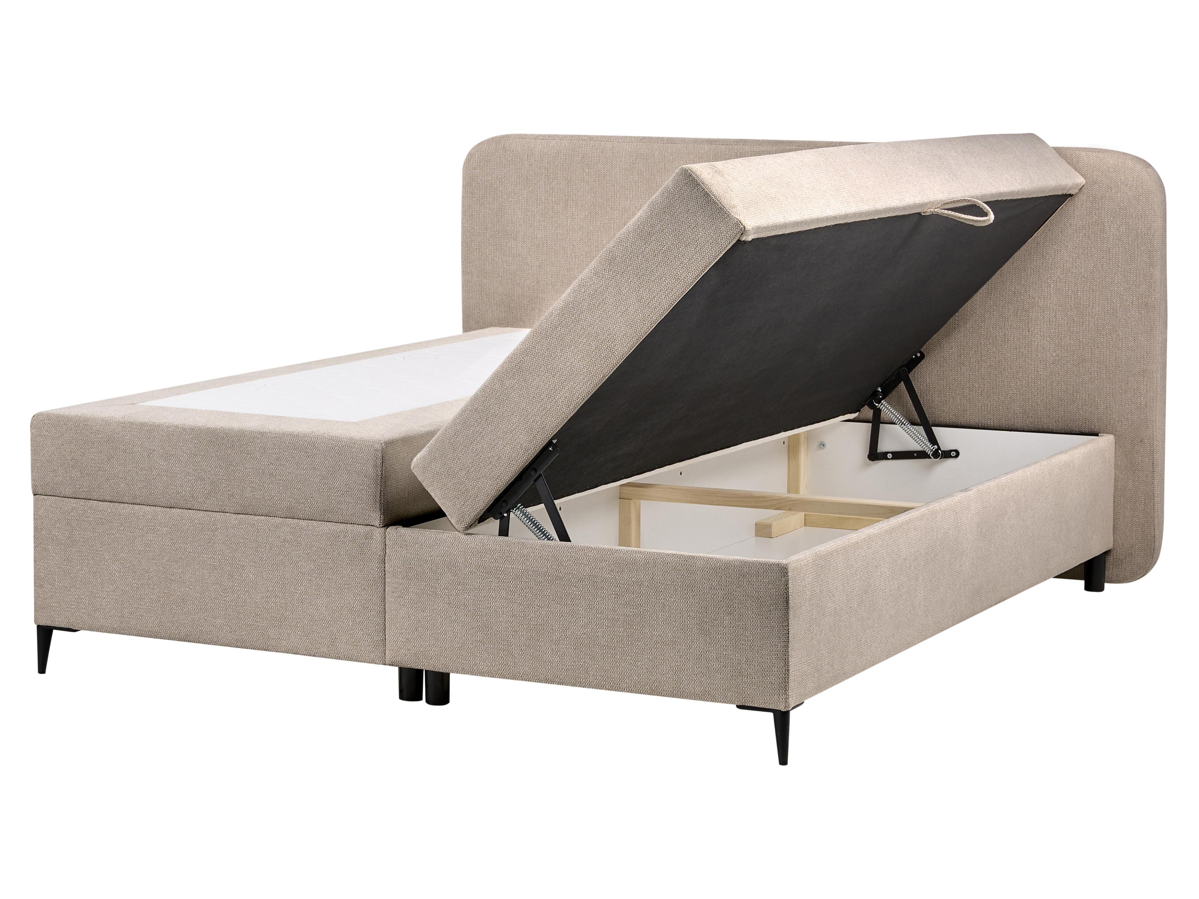 Divan Bed with Storage Fabric REGENT 160 x 200 cm (EU King Size) Taupe