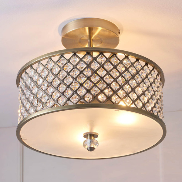 Lampa sufitowa HUDSON kryształki antyczny mosiądz 3xE27x40W IP20 Endon