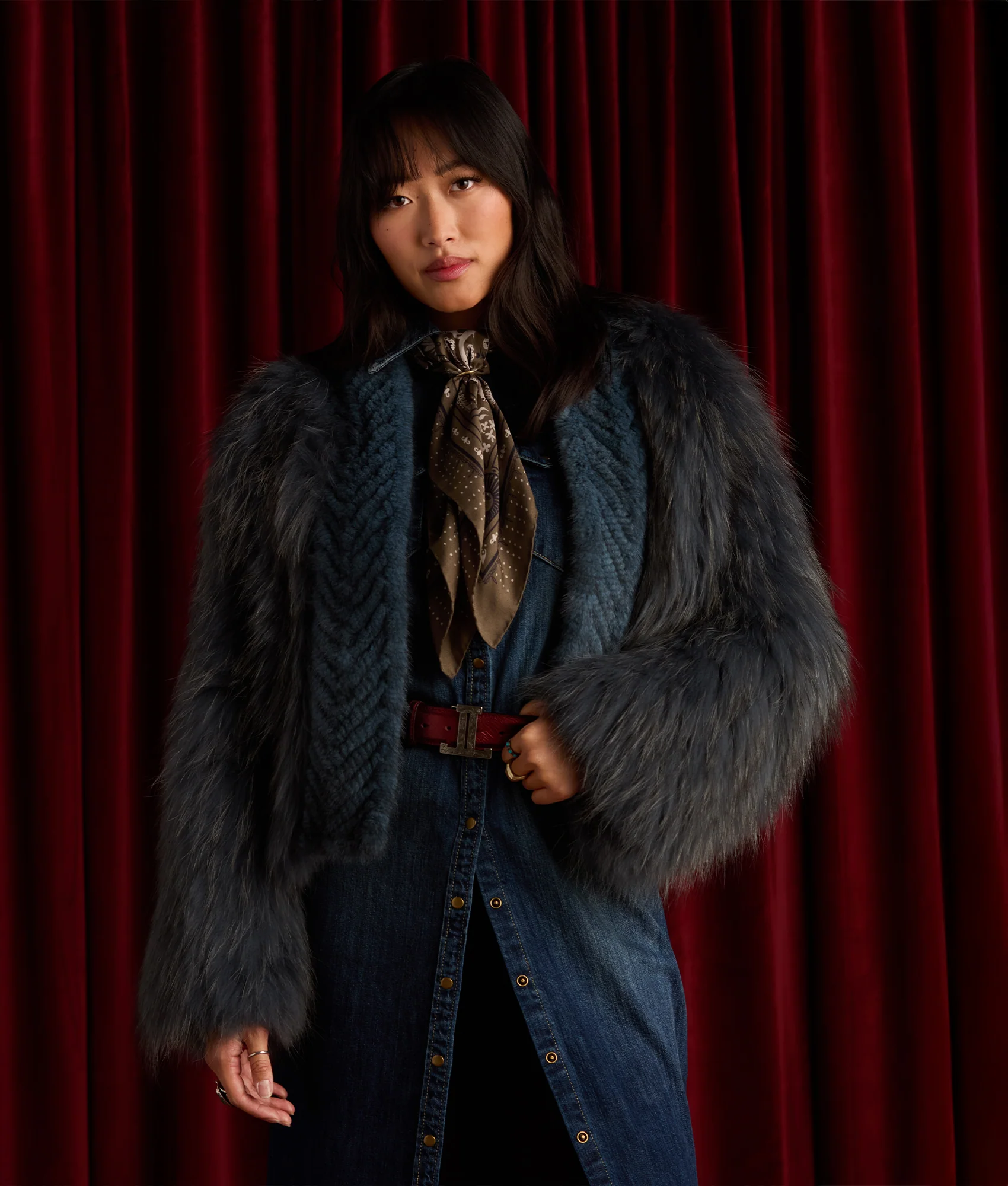 Janine Fur Jacket - Turquoise