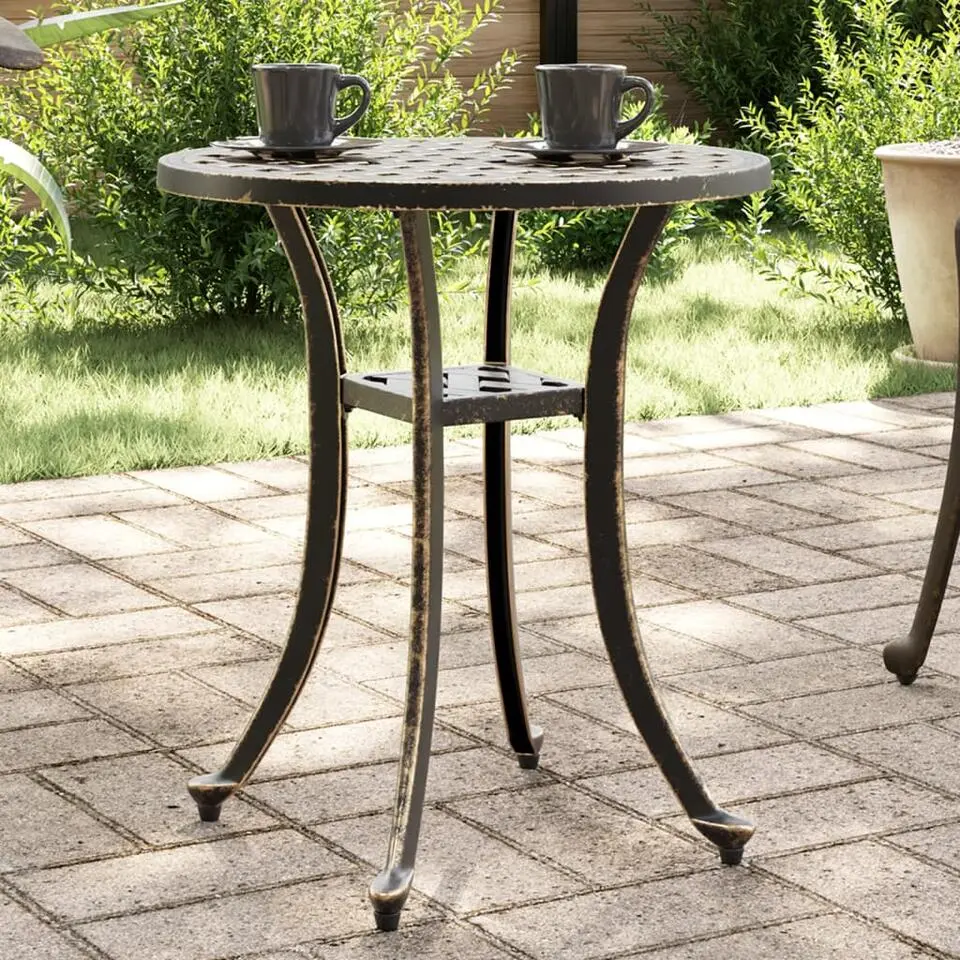 vidaXL -Tuin Koffietafel - Bronskleurig - Gietaluminium - &Oslash; 48x53 cm