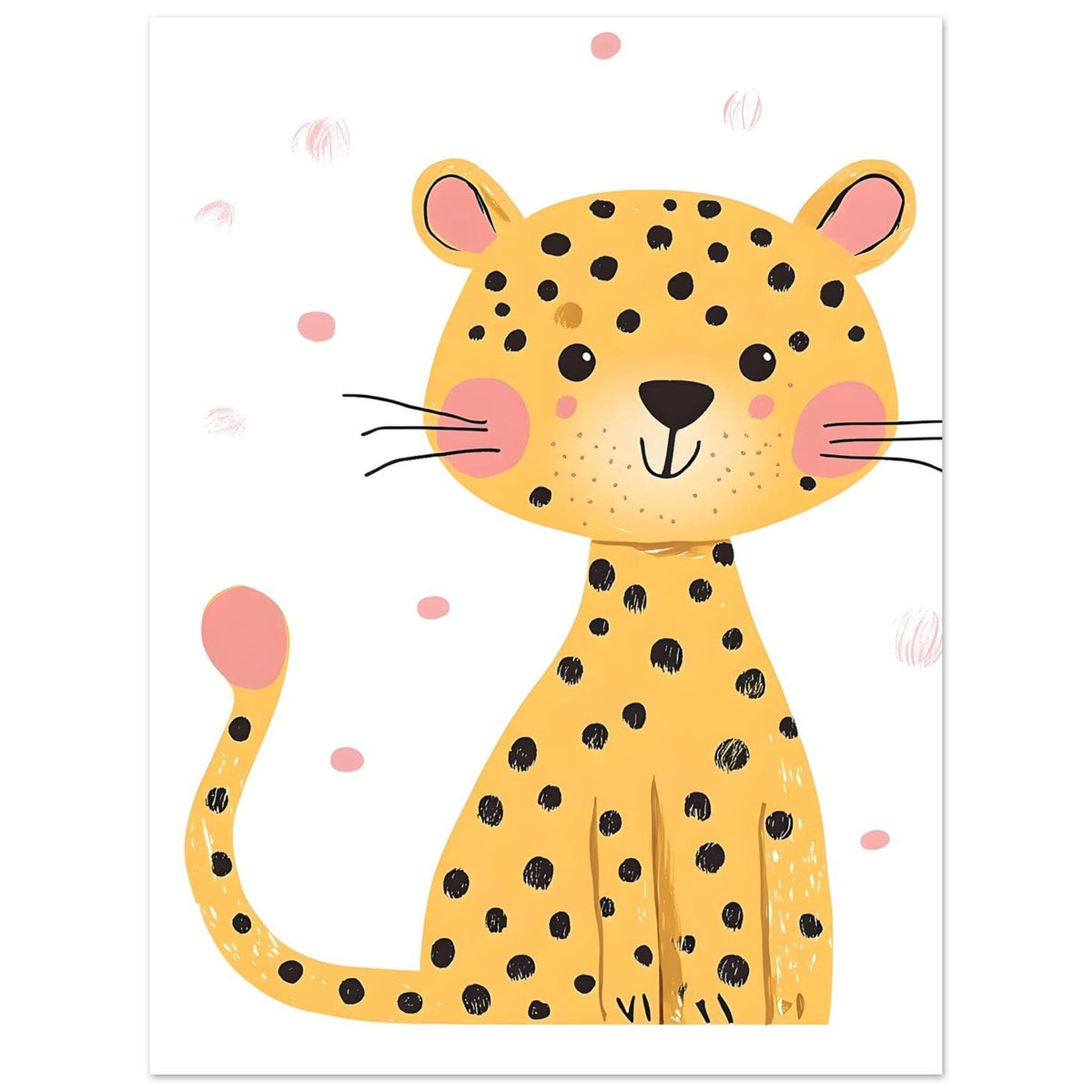 Artfulprints Poster Kleine luipaard  - 30x40 cm - Geel