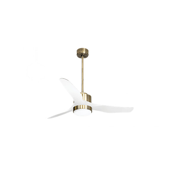 Modulo Regular Exterior - un ventilateur pour extérieur IP44, DC 127 cm Laitonpales abs blanc Lumière dimmable 20 à 30 m²