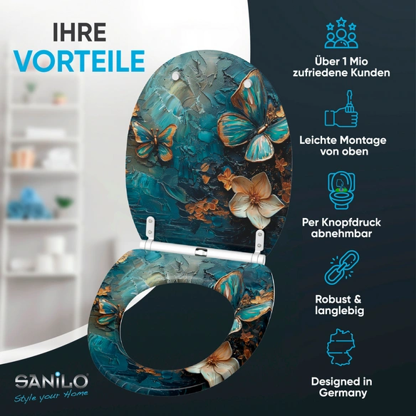 WC-Sitz »Mariposa«, mit Schnellverschluss Mariposa, Blau, Oval