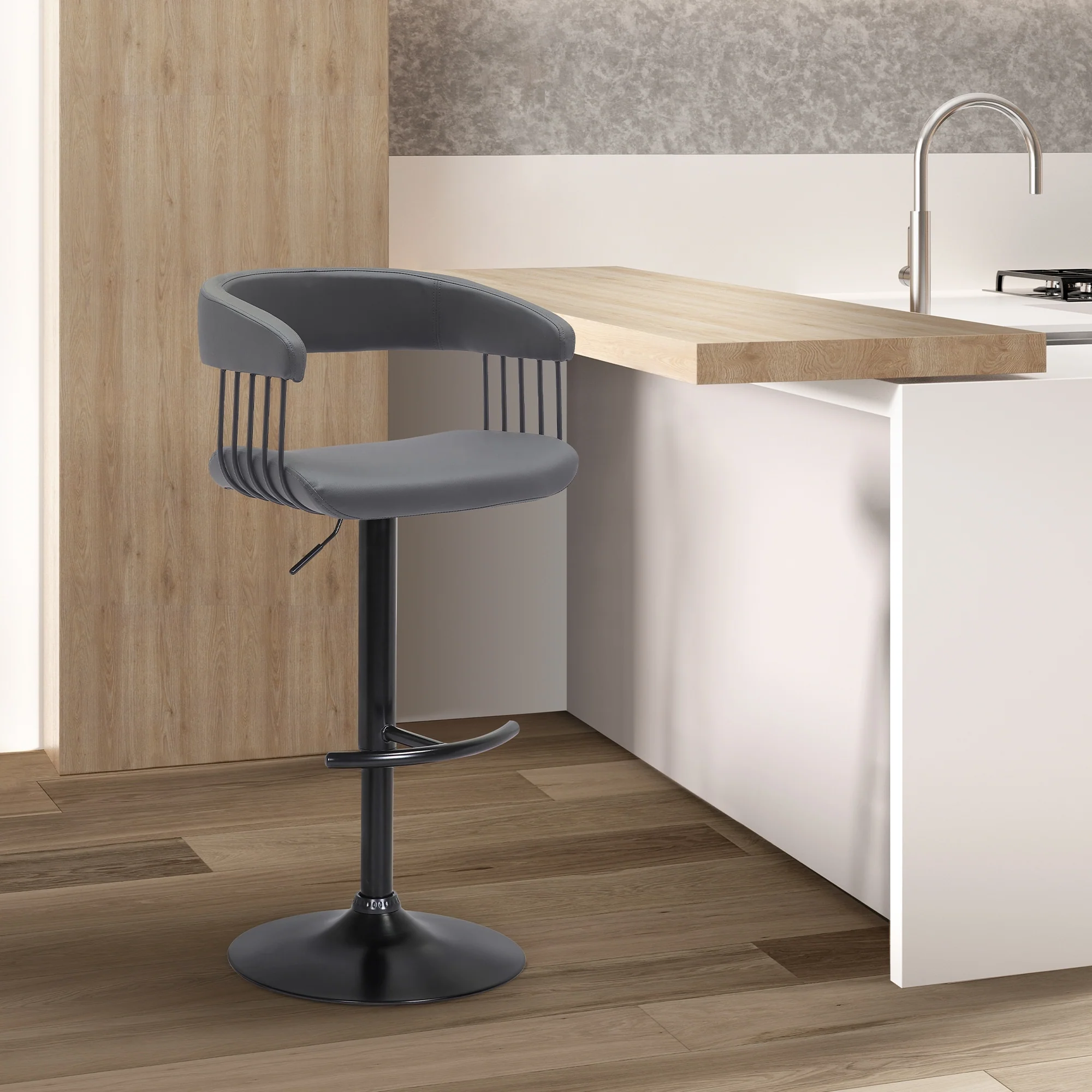 Calista Upholstered Adjustable Height Swivel Counter or Bar Stool