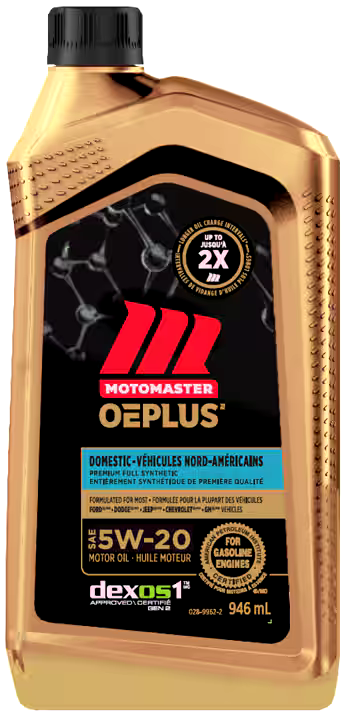 MotoMaster OEPLUS Domestic Premium 5W20 Synthetic Engine/Motor Oil, 946-mL