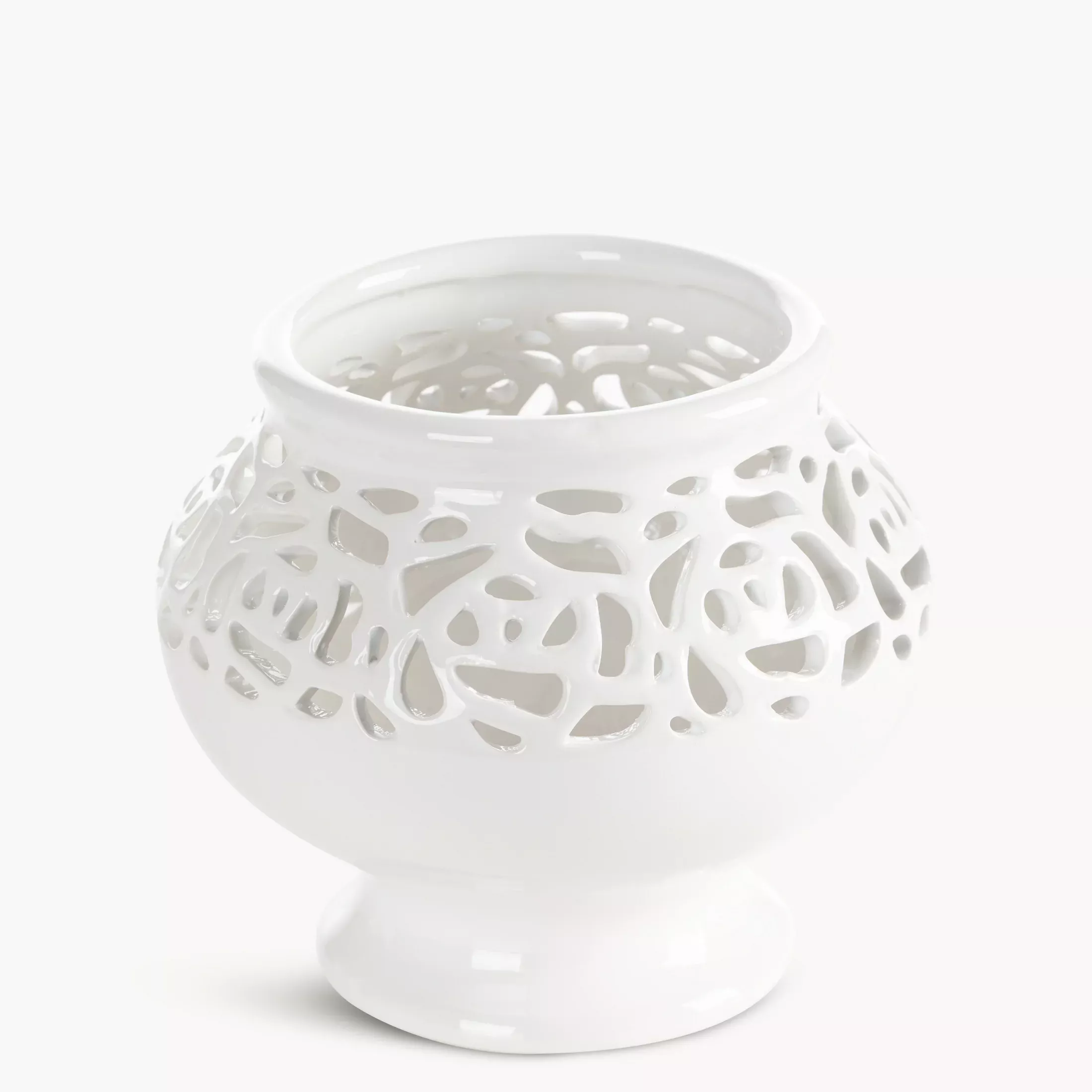 Wazon dekoracyjny kremowy wykończony ażurowym wzorem 16x14 cm CELIA