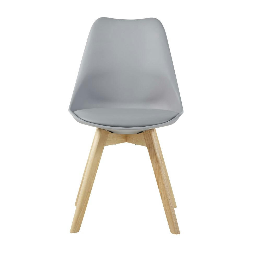 Ice - Chaise style scandinave gris acier et hévéa