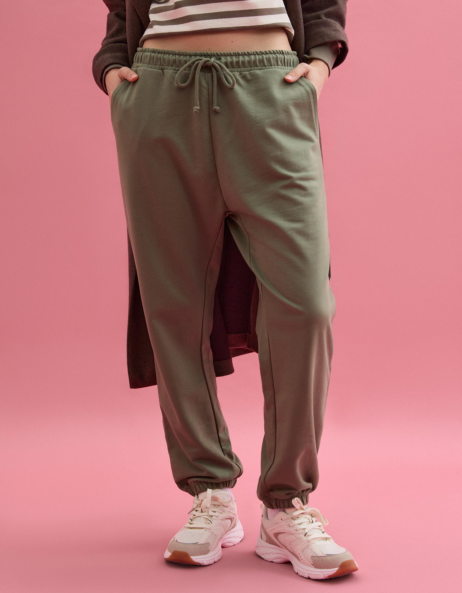 Calças Joggers, Mulher, Verde Escuro