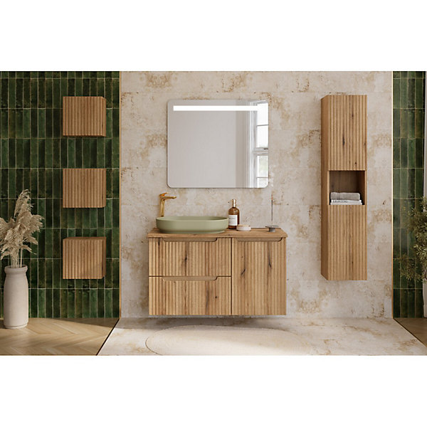Meuble sous vasque VANO 50 cm chene suspendu avec 2 tiroirs