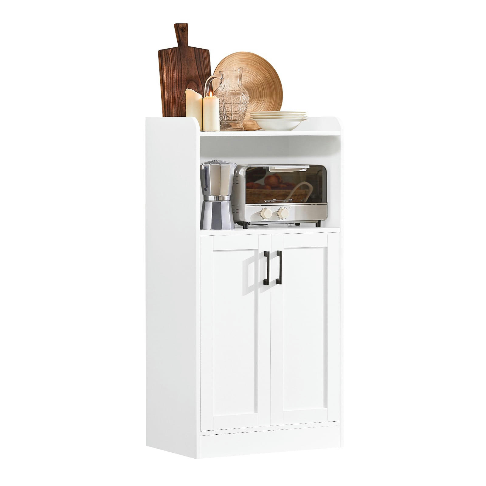 - Desserte micro-ondes effet bois blanc