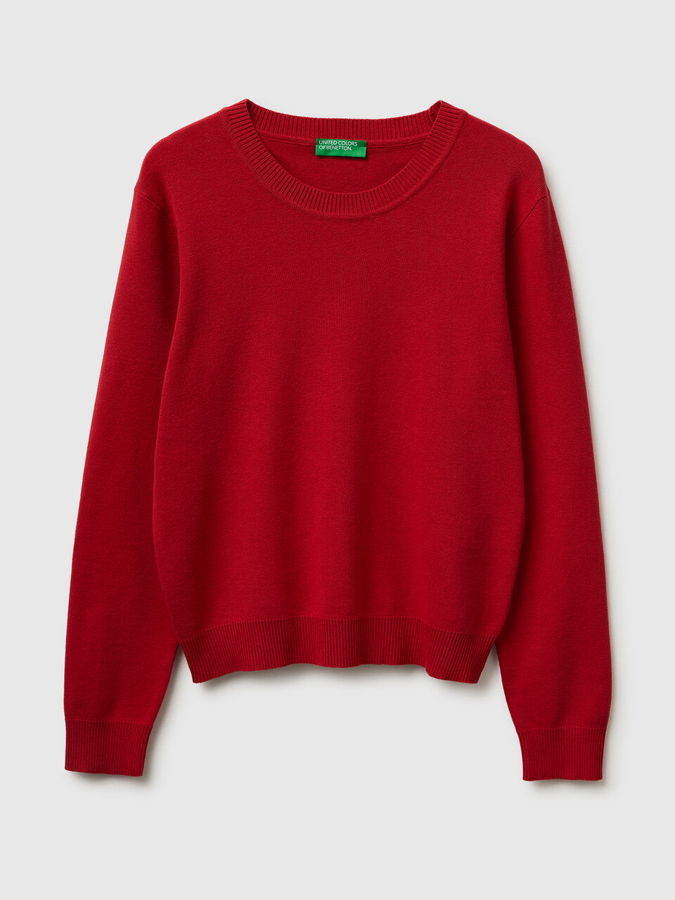 Strawberry red sweater in tricot cotton