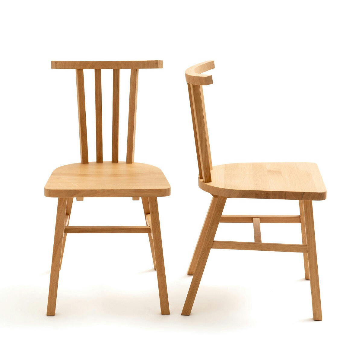 Lot de 2 chaises à barreaux chêne massif, Avalora