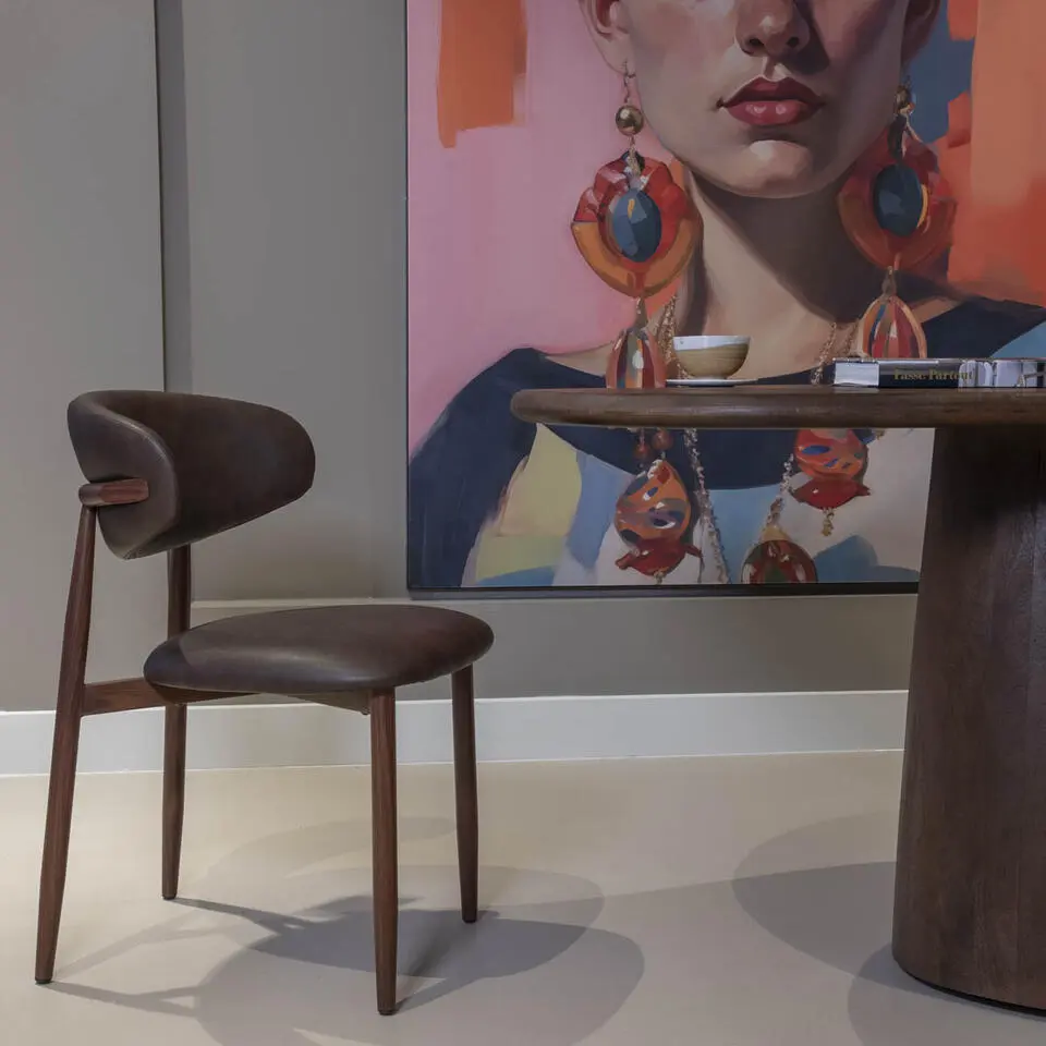 Eetkamerstoel - Donkerbruin/Walnoot - Zithoogte 47cm - Alexia - Set van 2