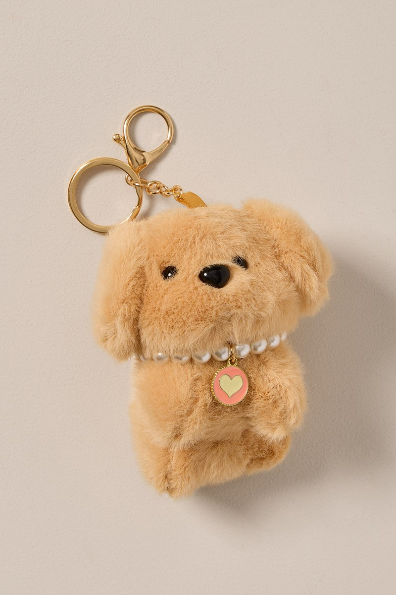 Dog With Pearl Necklace Bag Charm