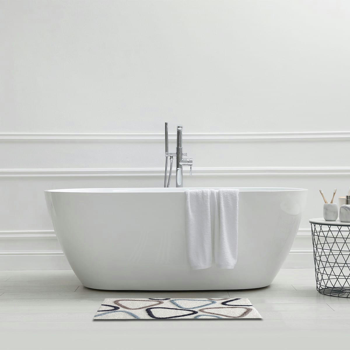 AQUA POOL - Tapis de bain coton fantaisie ivoire 50x80cm