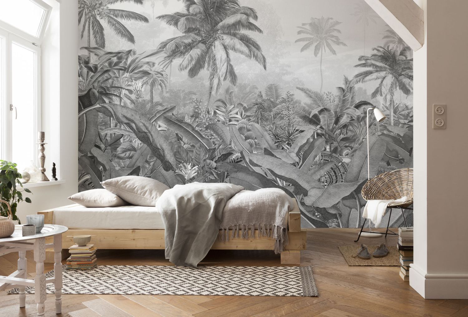 Sanders & Sanders fotobehang tropisch jungle zwart wit - 400 x 250 cm - 612335