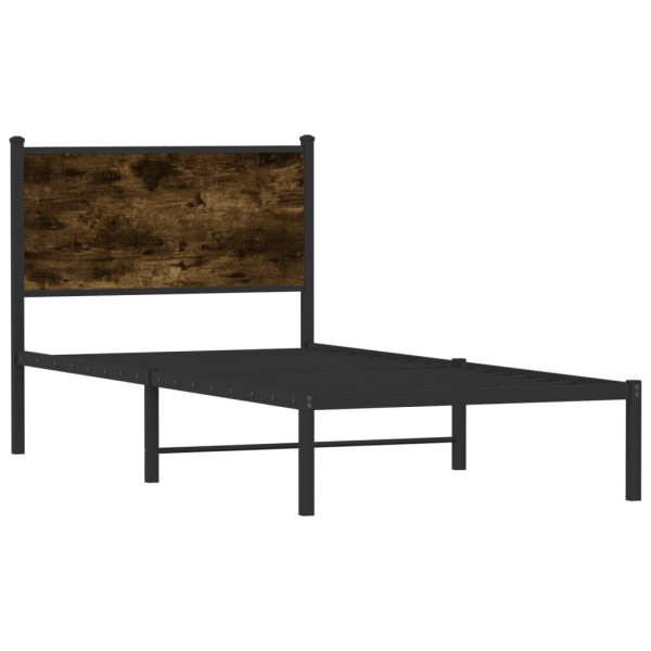 Metalowa rama łóżka bez materaca przydymiony dąb 75x190 cm