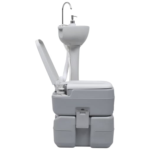 NNEVL Portable Camping Toilet and Handwash Stand Set Grey