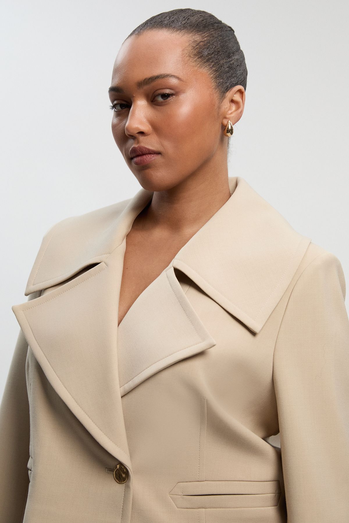 KarenMillen Plus Size Polished Tailored Button Detail Jacket