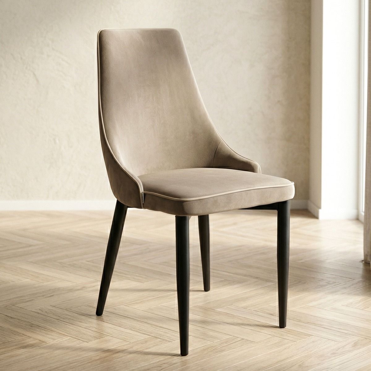 Krzesło LOUIS RIBBON welurowe beżowe 46,5x58x88 cm