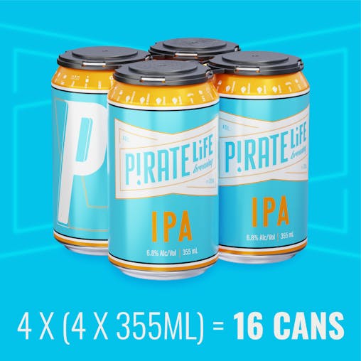 Pirate Life India Pale Ale, Premium Australian IPA, Hoppy & Aromatic Pale Ale Beer, 6.8% ABV, 355mL (Case of 16 Cans)
