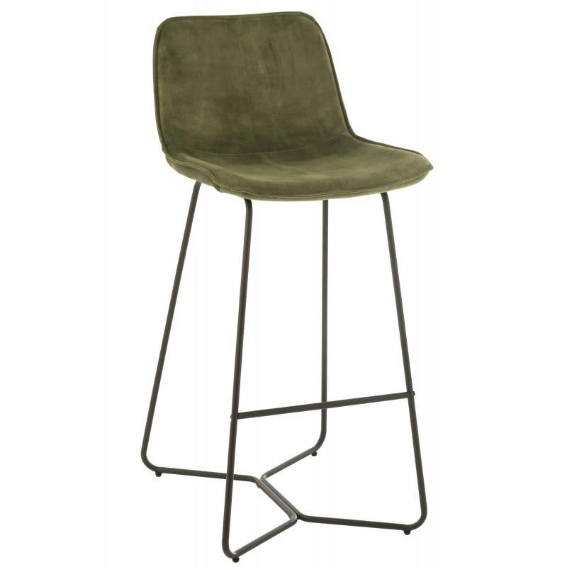LAURENT - Chaise de bar métal et textile vert