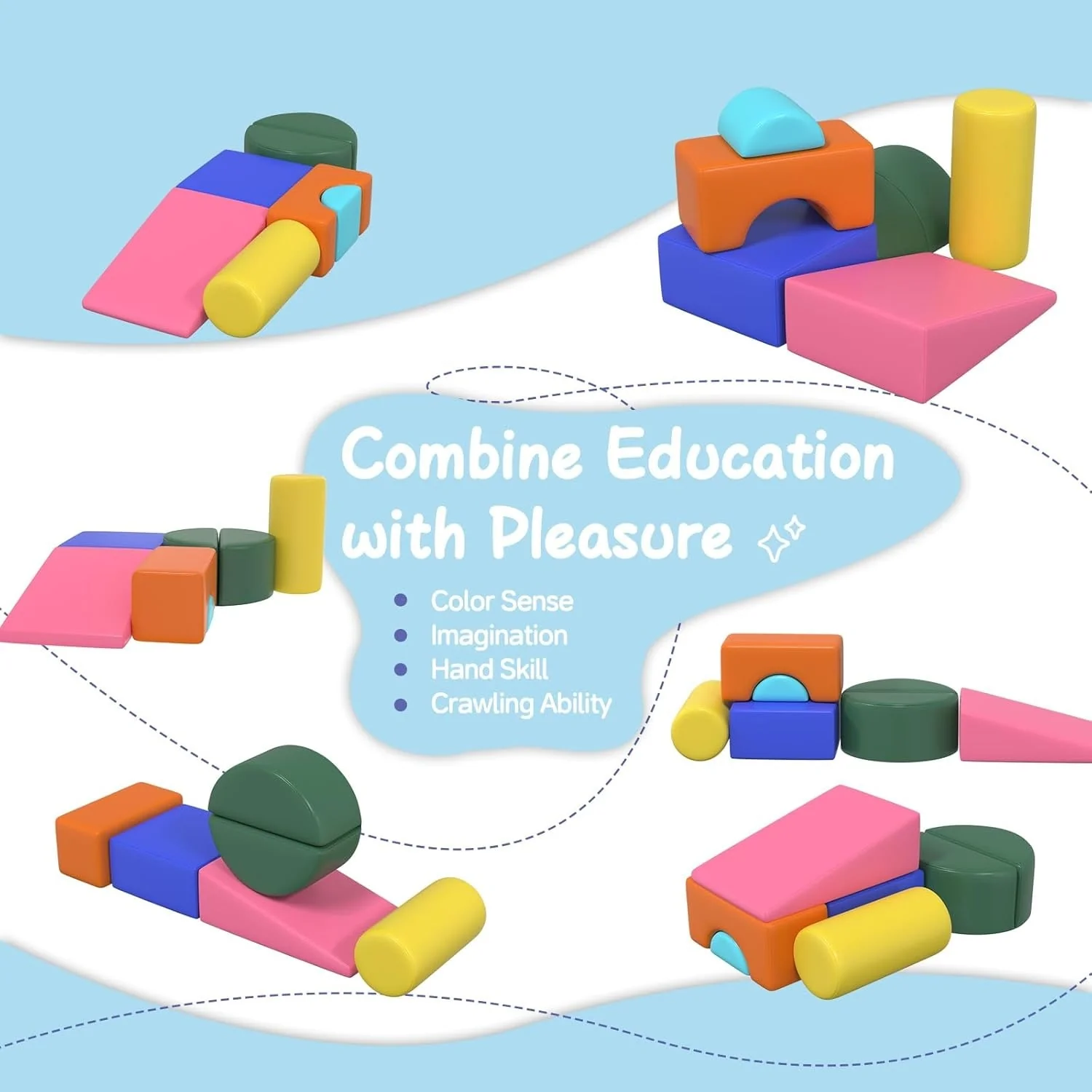 6 Pieces Climbing Toys for Toddlers Climb & Crawl Activity Play Set - N/A