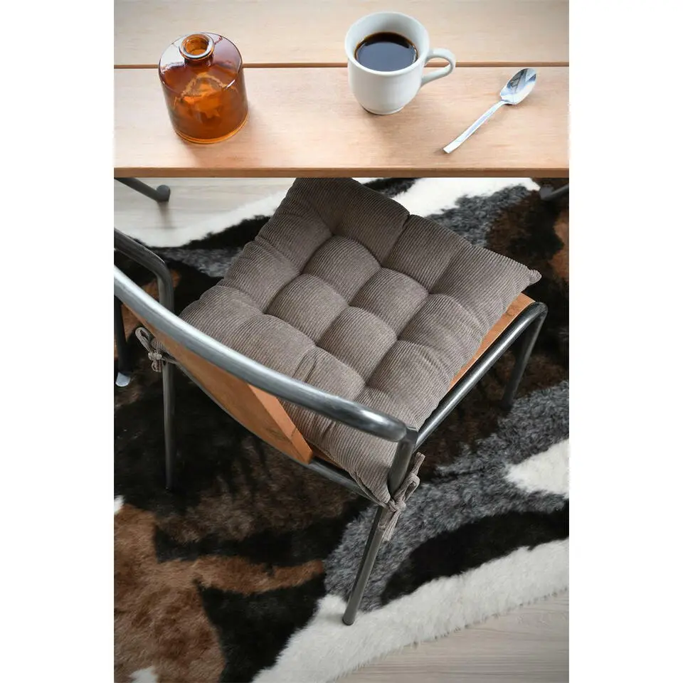 Stof Textile stoelkussen - beige - 38 x 38 x 5 cm