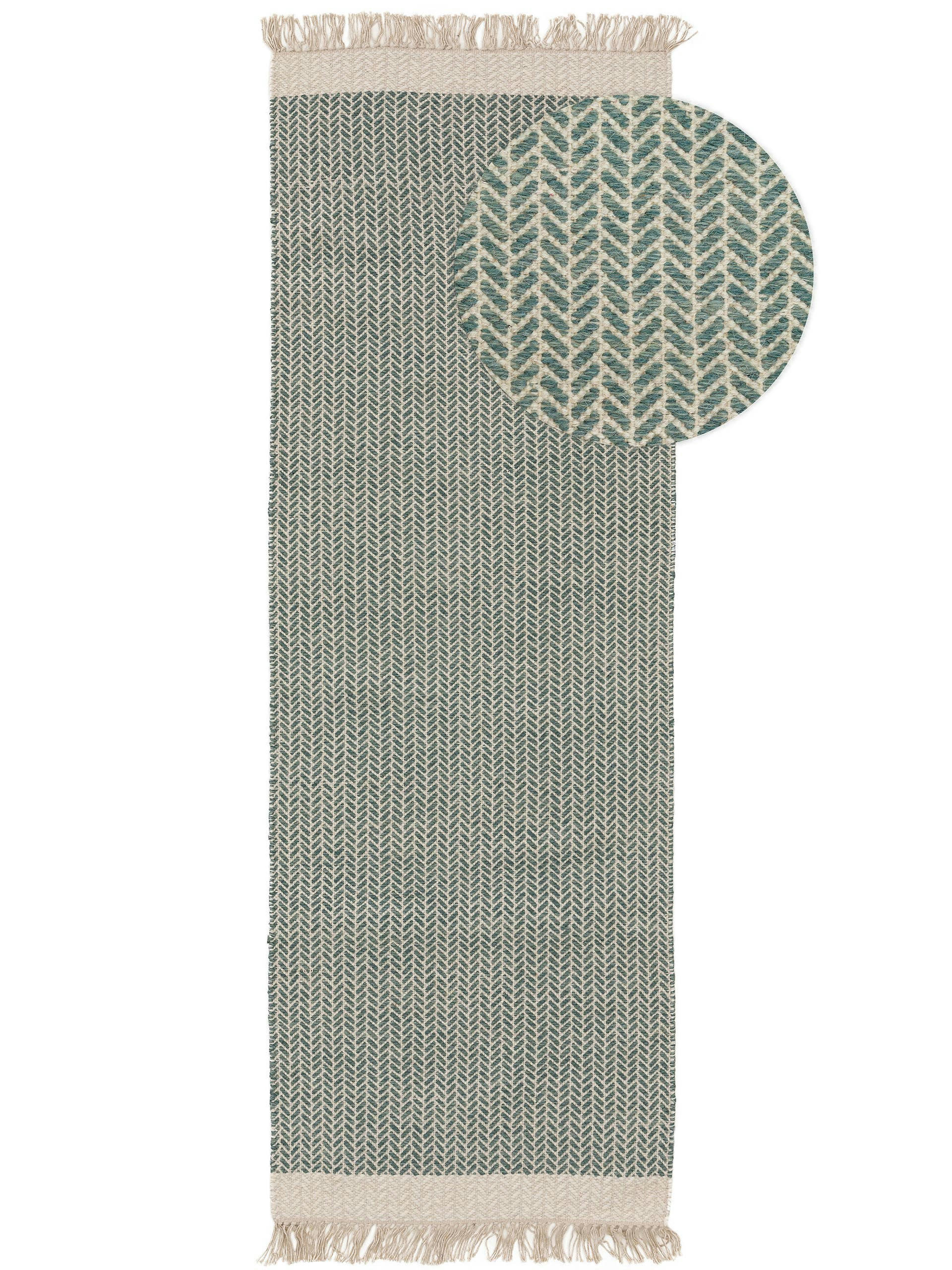 KIM - Tapis de couloir en laine menthe 70x200