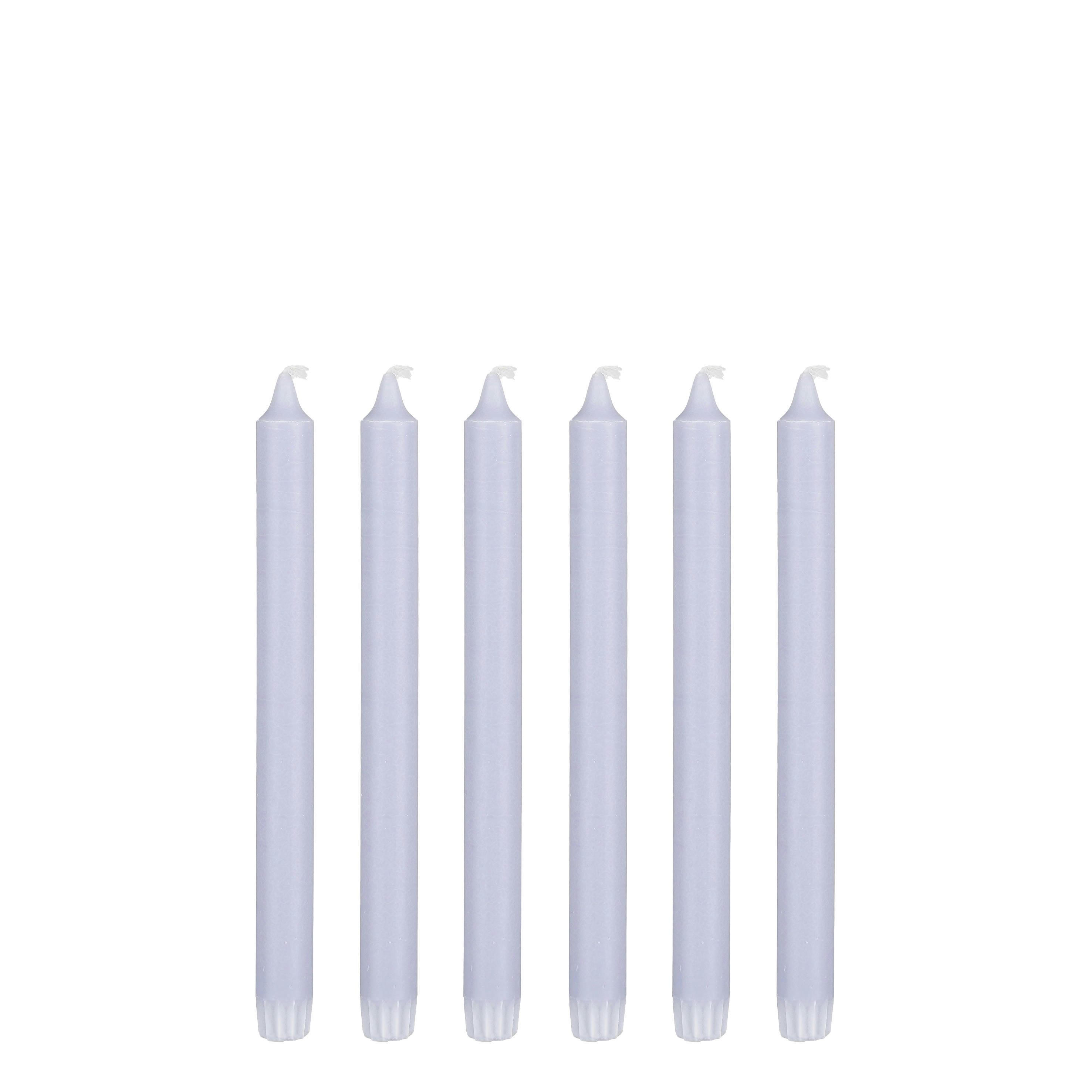 - Lot de 6 bougies longue en stéarine bleu clair
