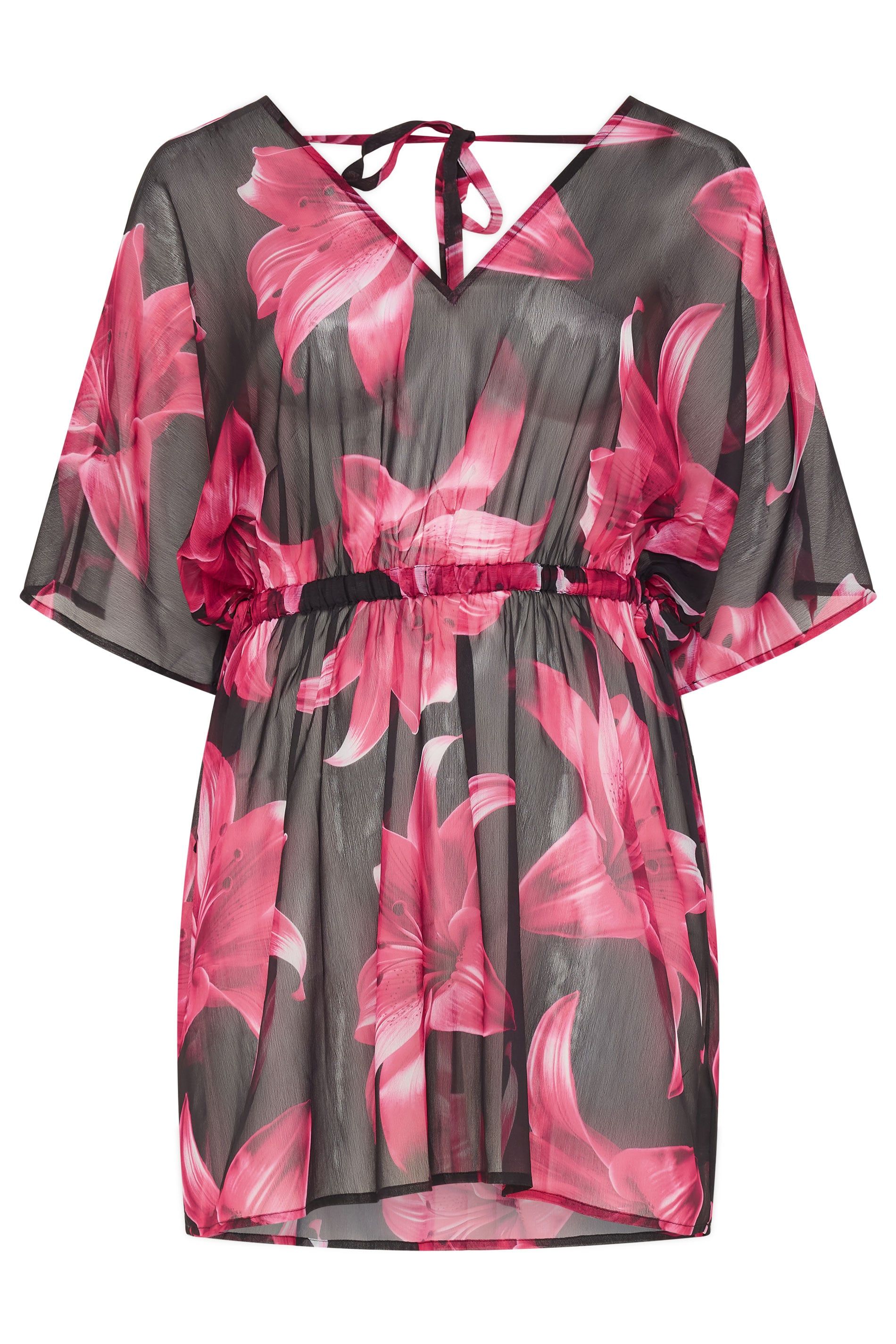 Yours Mesh Flower Print Beach Kaftan