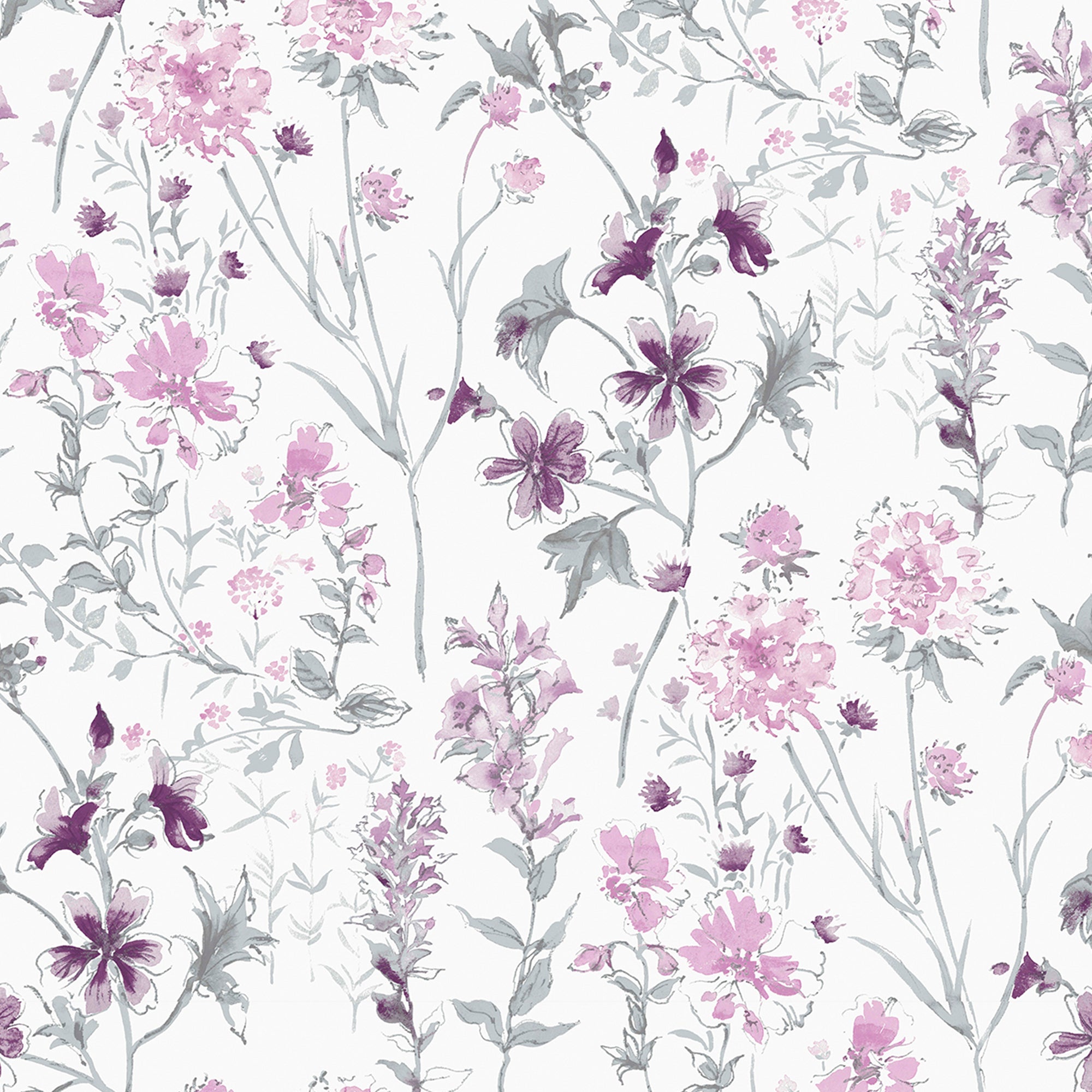 Laura Ashley Vliesbehang - Wild Meadow Pale Iris - 10mx52cm