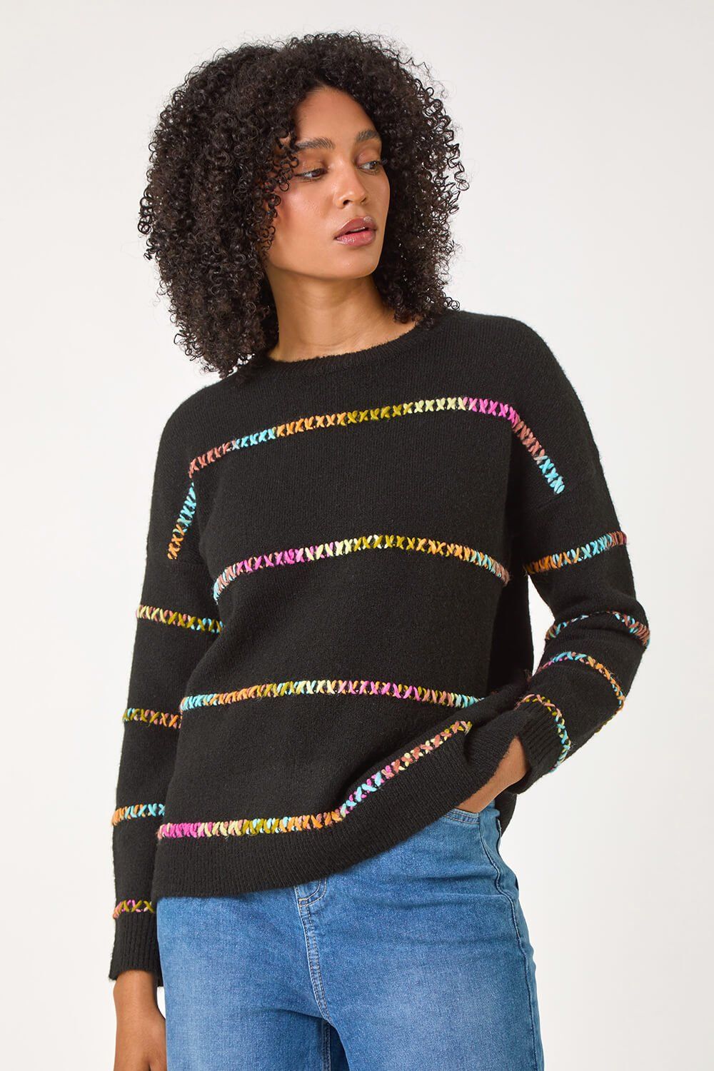 Roman Shimmer Stripe Detail Knit Jumper