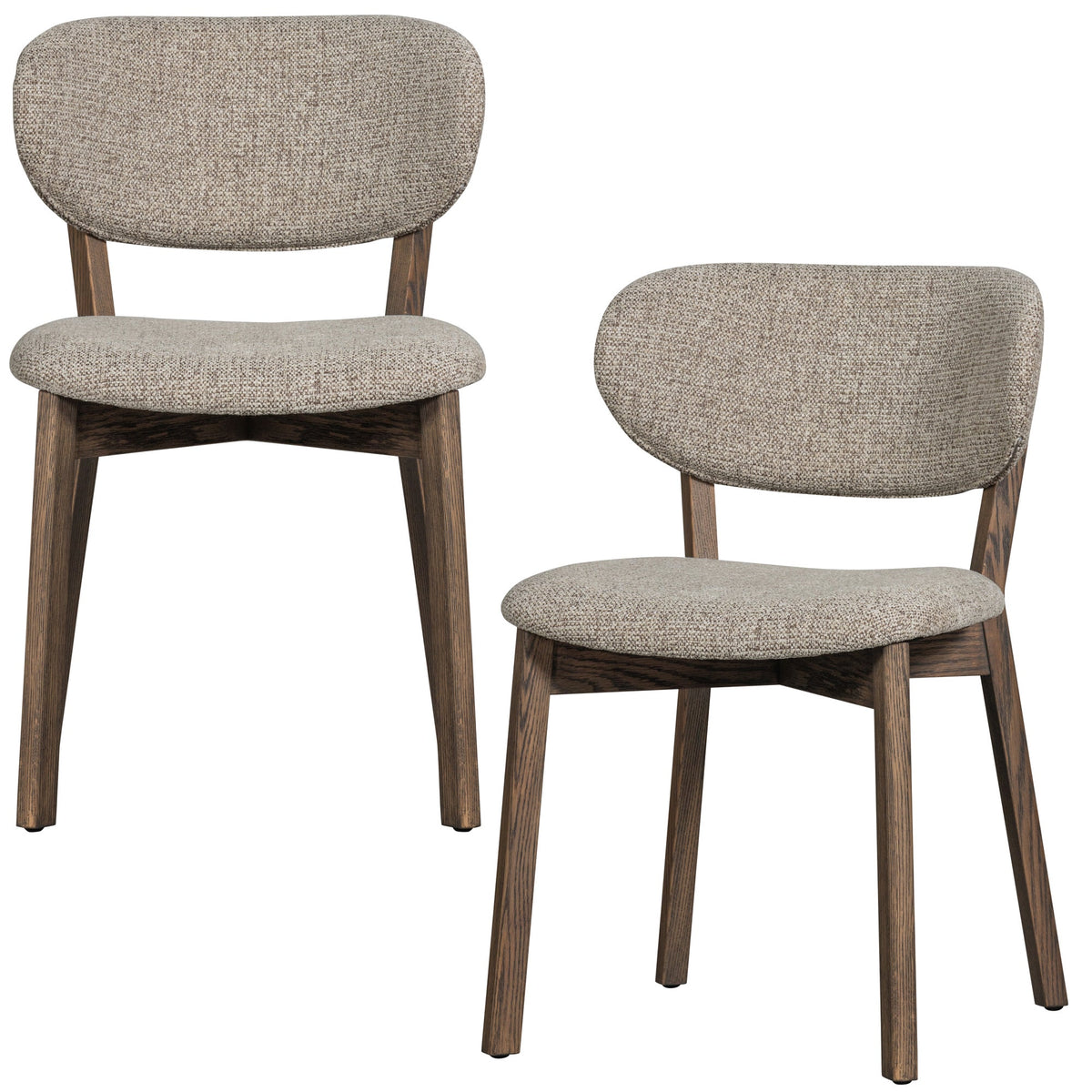 WOOOD eetkamerstoelen houten frame Udar - Donkerbruin - Set van 2