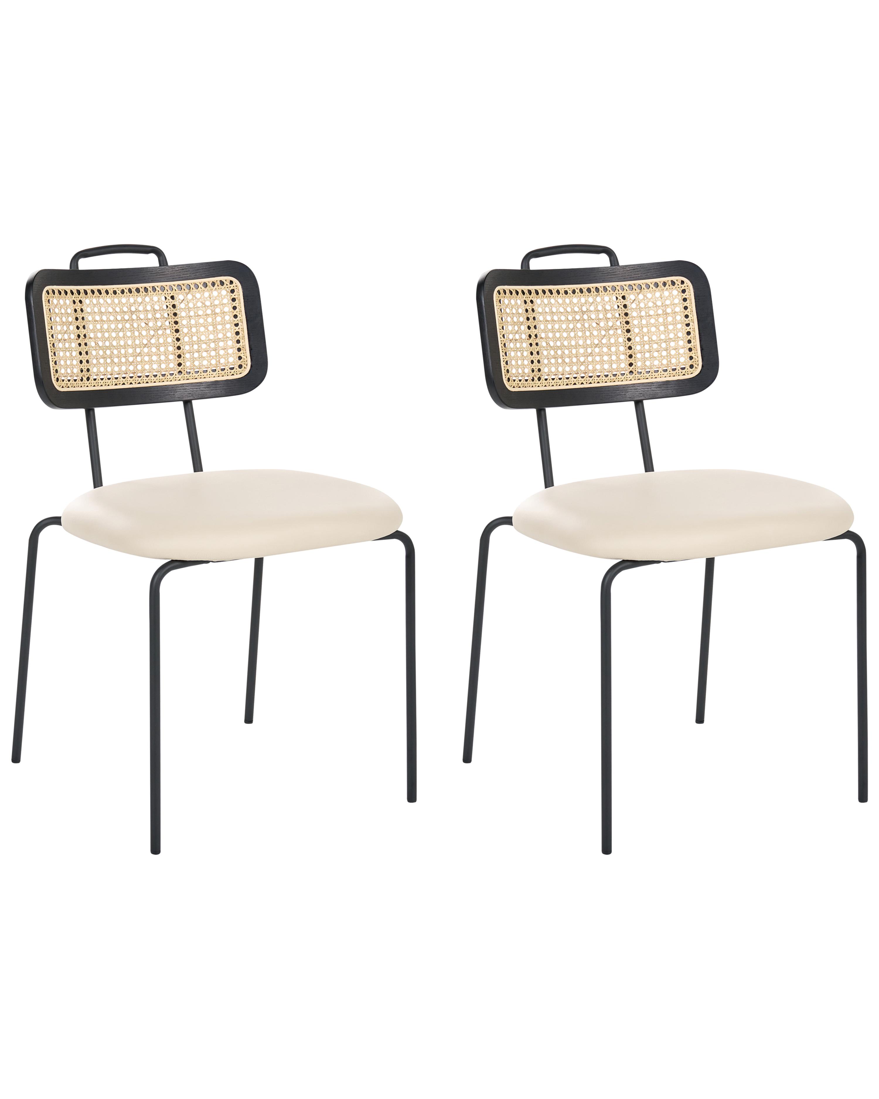 Set of 2 Bar Chairs ADELANTO Light Beige
