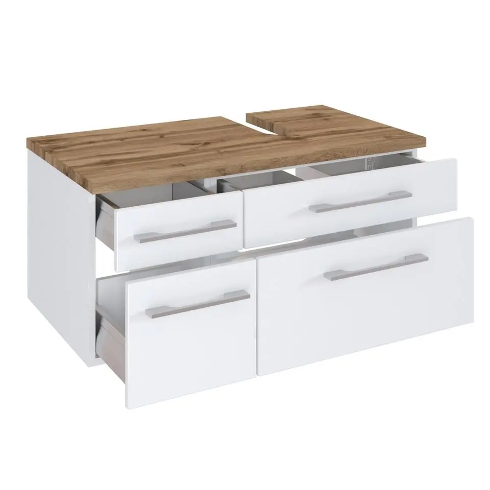 Wastafelonderkast Dasa (rechts) 90cm met 4 lades - wit