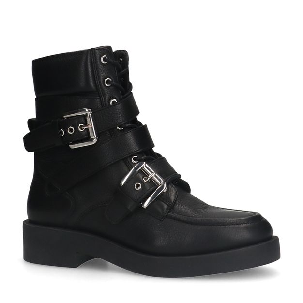 Zwarte leren biker boots