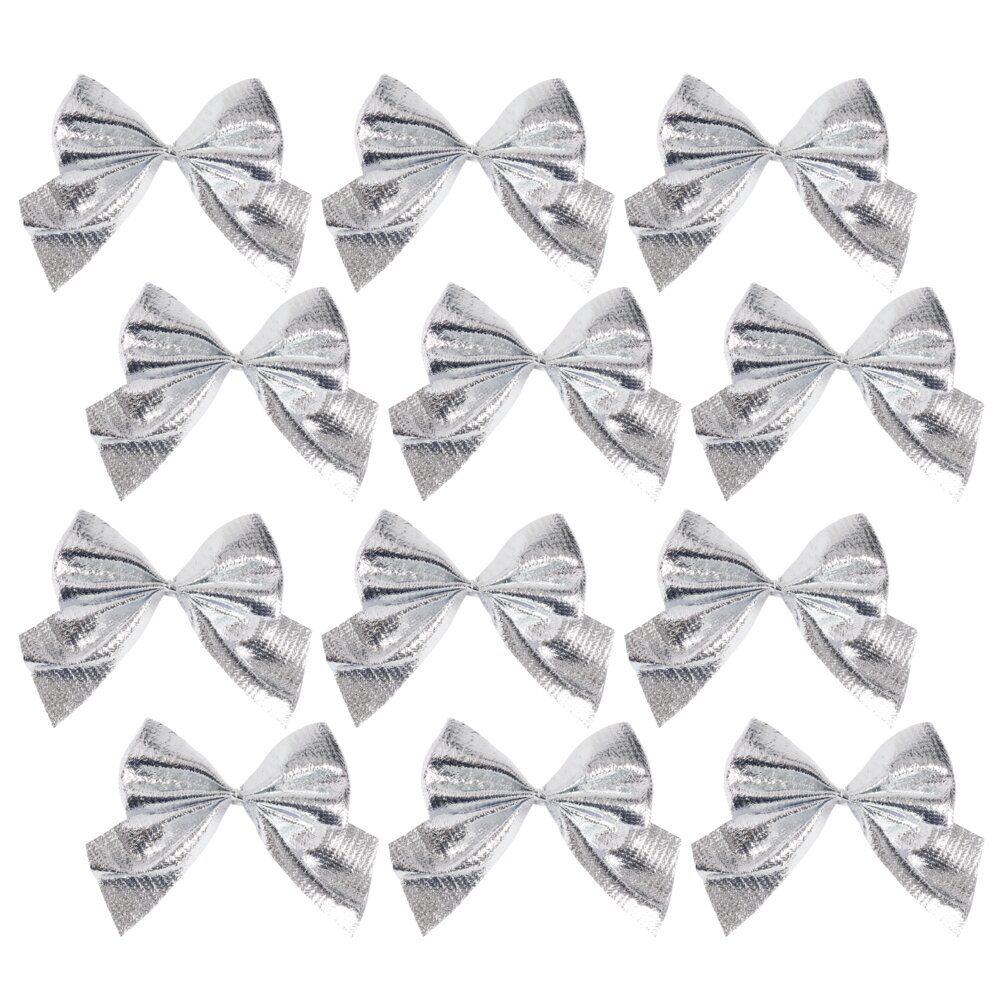 Décoration de No&euml;l mini noeuds brillant 12 pièces 5,5x6cm (3 modèles)